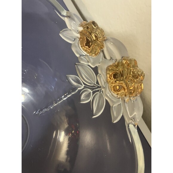 Vintage Mikasa Gilded Rose Gold Accented Frosted Leaf Crystal Clear  fruit Bowl - Picture 6 of 16